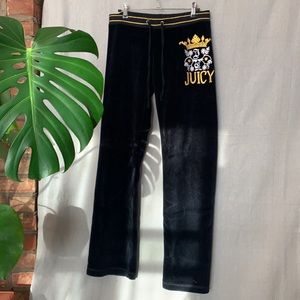 black juicy couture velour low rise track pants